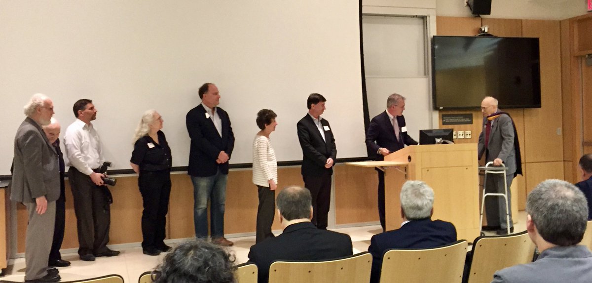 basktastic's tweet image. Harold Scheraga, 96, legendary @CornellChem biochemist w/61 straight yrs of @NIH funding &amp;amp; marking his 75th wedding anniversary this yr, is bestowed an honorary Ph.D. from @CityCollegeNY, his alma mater (class of '41!) by its president (&amp;amp; @Cornell alum) Vincent Boudreau. Amazing!