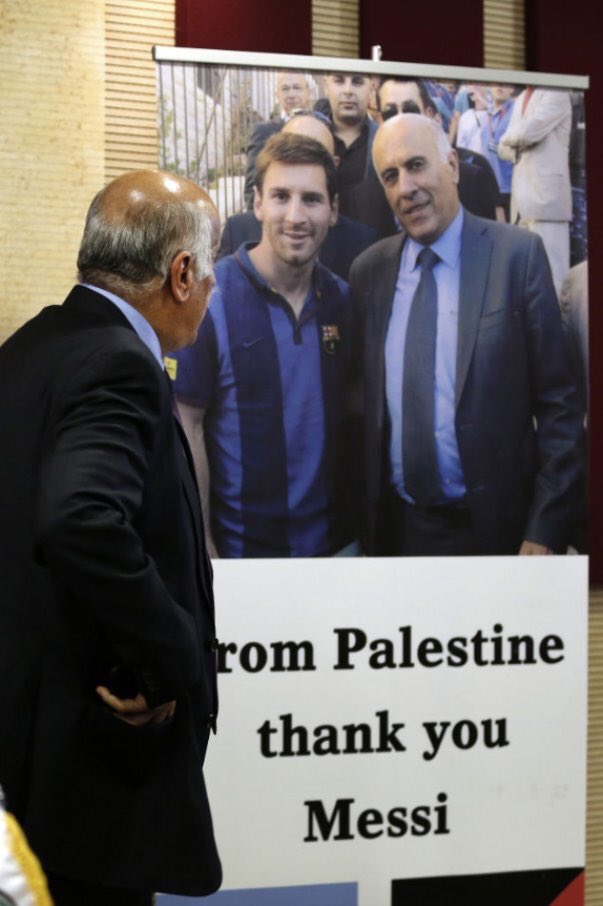 WeAreMessi's tweet photo. Jibril Rajoub (President of Palestine Football Association): “The AFA had to cancel the friendly game with Israel because #Messi forced them” #WeAreMessi https://t.co/2f3cx1TFYm