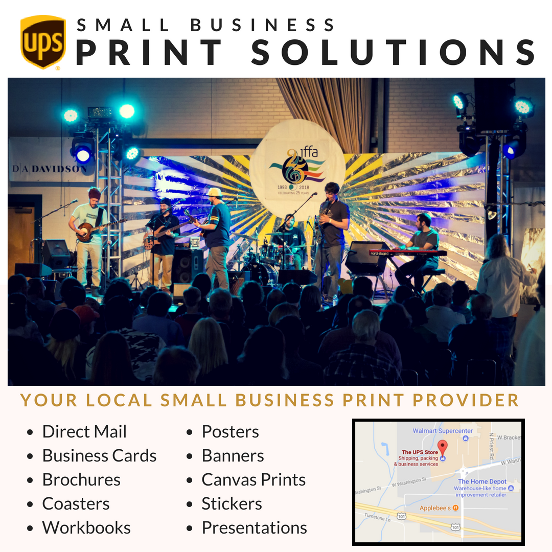 TheUPSStore5637's tweet photo. Do you need a large banner or sign for your next event? We can design and print it for you. Perfect for trade shows, concerts, community events, promotions, etc. Here is a banner we printed for the Juan de Fuca Festival for their concert stage. https://t.co/rYebbZA2WZ