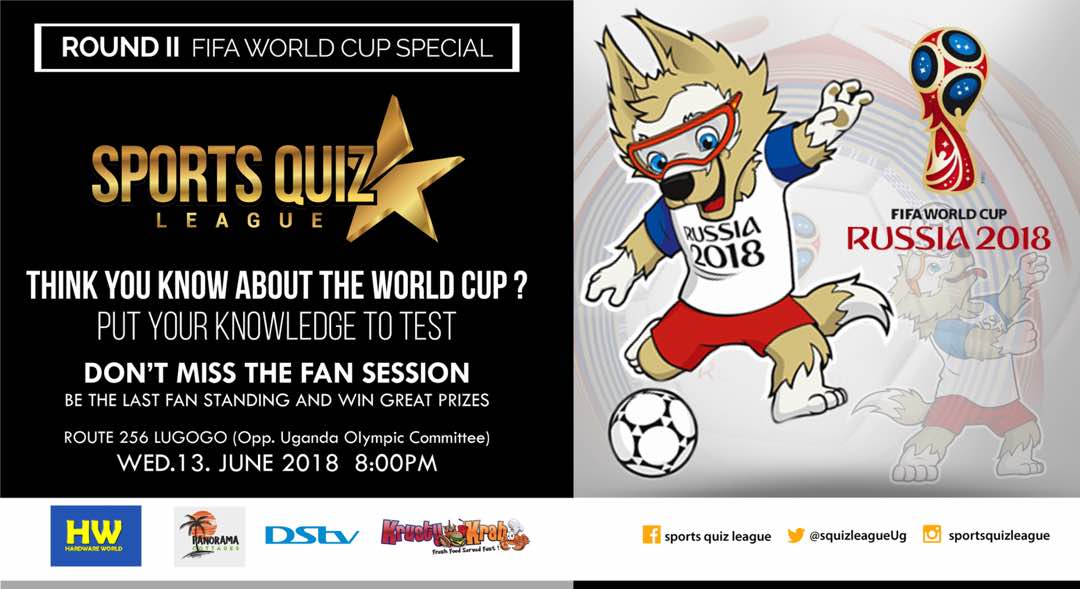 SQuizLeagueUG's tweet photo. It's the World Cup special....think you know about football's biggest football showpiece...its time to Put Your Knowledge To Test
13.06.18
#Route256
#SQL https://t.co/ZTdOAMS3Ye