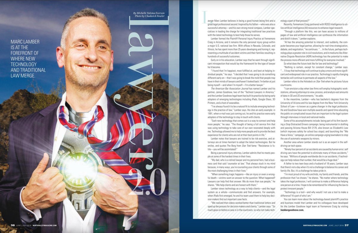 scottsdalemag's tweet photo. Attorney Marc Lamber is at the forefront of where new #technology and traditional law merge. Read all about this innovative #lawyer in our Ninth Annual #TopLawyers issue of @northvalley: https://t.co/3e0DCVlhGC #northvalley #scottsdale https://t.co/yM2dwgGWPu