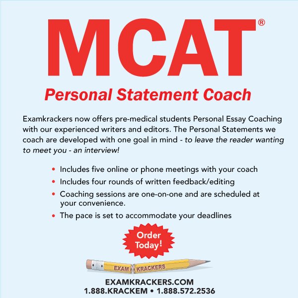 TopMCATScore's tweet photo. Examkrackers offers help with writing your Personal Statement! Use our services to help land an interview! Purchase today at https://t.co/BguuRYymUA #examkrackers #mcatprep #mcat2018 #essay #premed #premedstudents #premedlife #medschool https://t.co/wM8MPvlTUJ