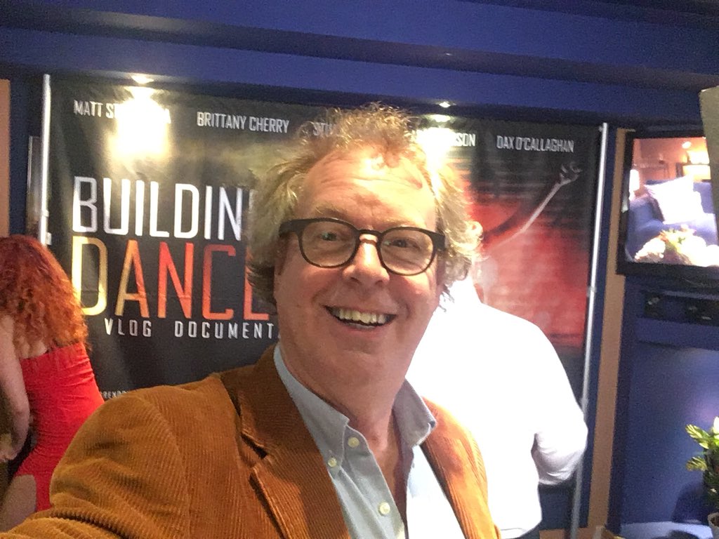 DrPeterLovatt's tweet photo. At the very glam premier of #BuildingaDancer at Soho Screening Rooms, not sure my brown cord jacket quite cuts it 😀 @brendon_hansford looking forward to seeing the movie 🍿 🎥 https://t.co/ttSp584hCg