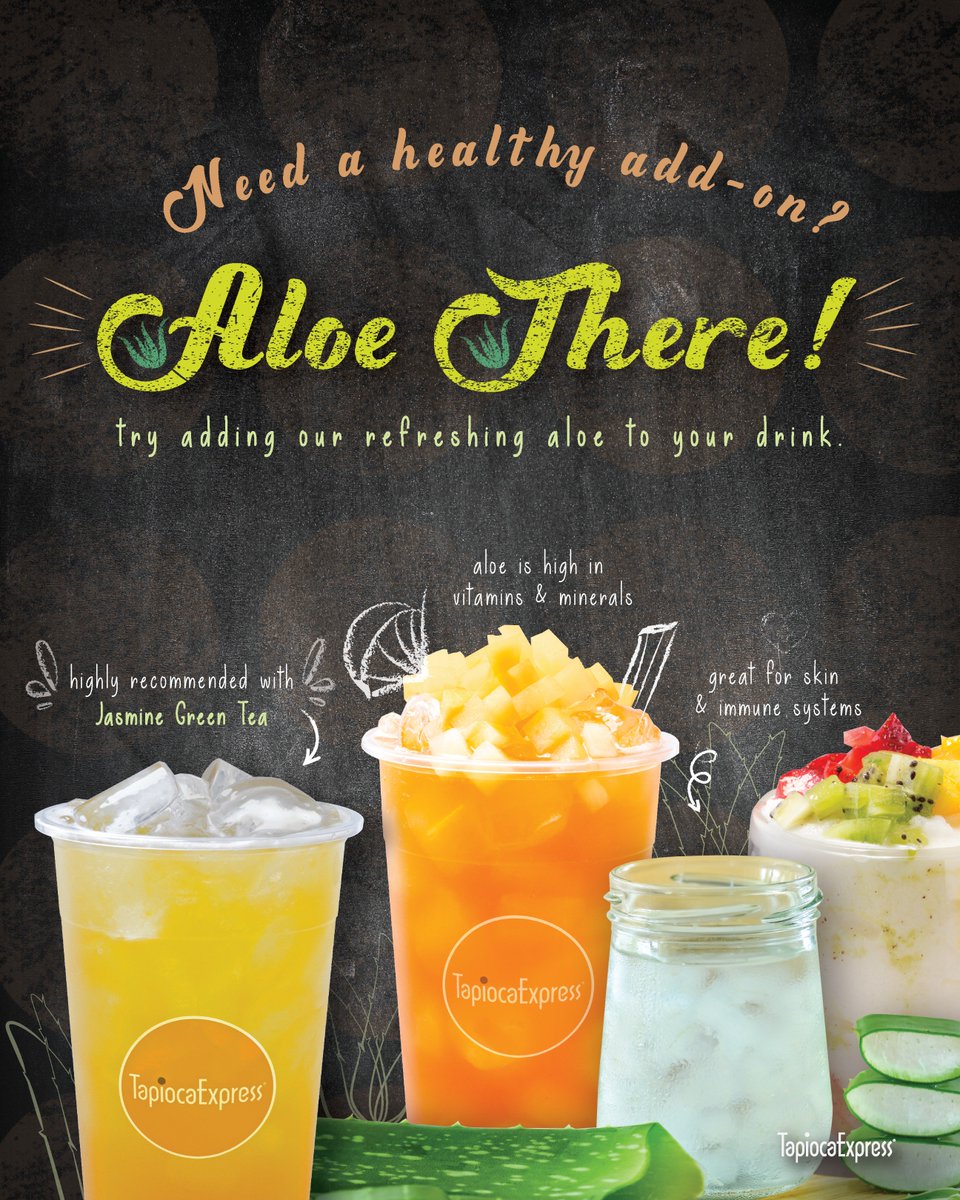 You had me at aloe. 🖐️ Try adding aloe in your drinks as a healthier add-on! We highly recommend it with Jasmine Green Tea!