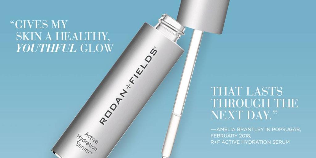 RodanFieldsHQ's tweet photo. The celebration continues! Thanks to @POPSUGAR  for highlighting #ActiveHydrationSerum for the gift of younger-looking skin. #RF10Years #WeAreRF #RodanandFields https://t.co/s6kBnnAZ4Y