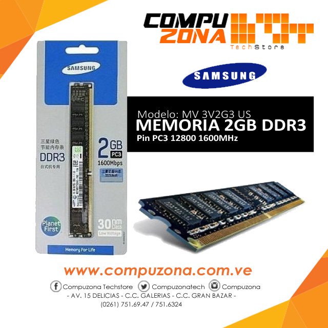 Compuzonatech's tweet photo. ¿Deseas un mejor rendimiento de tu PC? Tenemos disponibles la Memoria #Samsung DDR3 de 2GB. Para mayor información: ☎0261) 751.69.47 / 751.6324 💻https://t.co/JltLZrs9Wo Somos #Compuzona tu Techstore favorita! #Maracaibo #GaleriasMall #AvDelicias https://t.co/kUTJKvK0J3