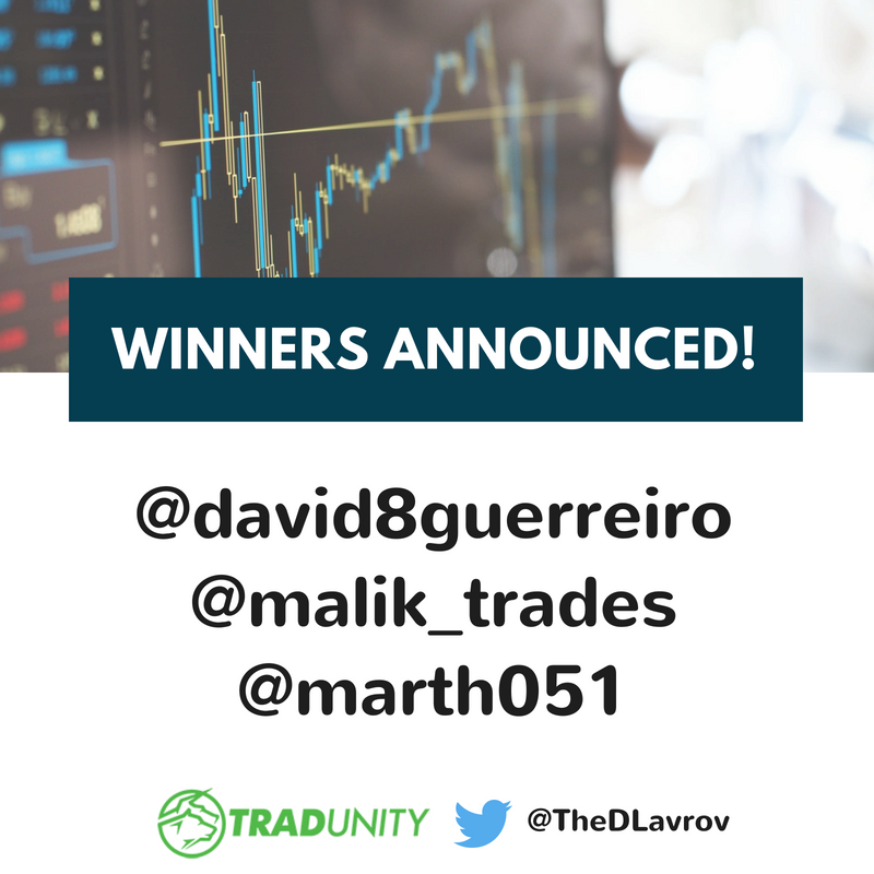 thedlavrov's tweet photo. CONGRATULATIONS to our three winners and thank you to everyone who has participated in our https://t.co/vj2ZTCVinA giveaway! Keep an eye out for our next giveaway to win free memberships... it will be happening a lot sooner than you think. #Tradunity #Win #Giveaway #Trading https://t.co/YZjv6kafPs