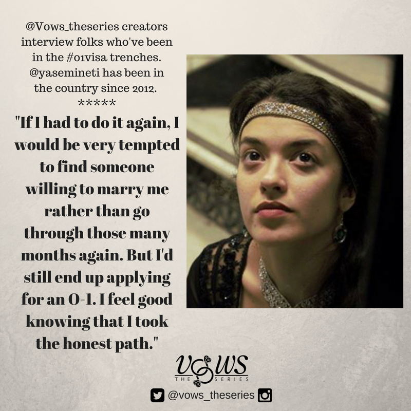 vows_theseries's tweet photo. @Vows_theseries creators interview another wonderful artist who's been in the #o1visa trenches.  @yasemineti has been in the country since 2012. Currently on her O-1 Artist Visa and making the best of it. #ImmigrantHeritageMonth #CelebrateImmigrants https://t.co/gHjzNj7FxL