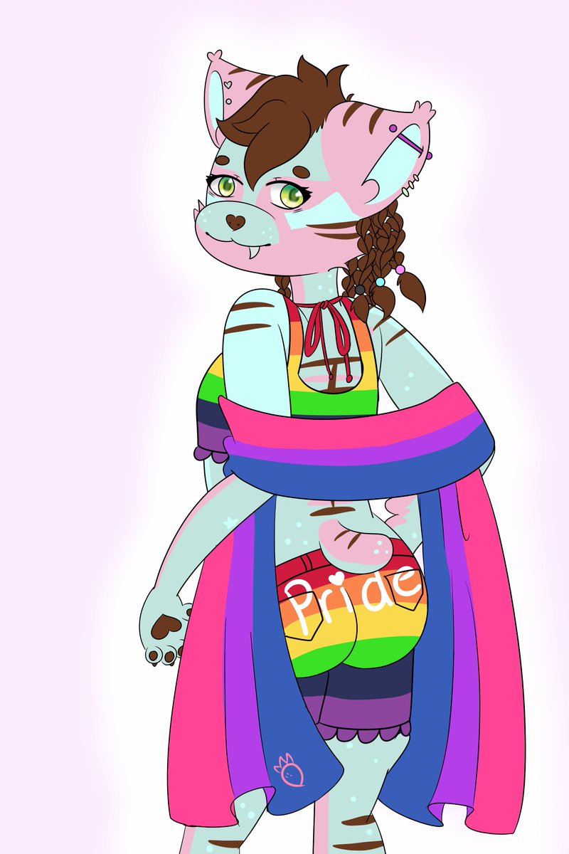 FlufStrawberry's tweet photo. hey everyone just popping in to post this hope everyone is having a great day. um.. idk but this is Lilith showing off their gay pride yah! https://t.co/fugKJ6w8nf