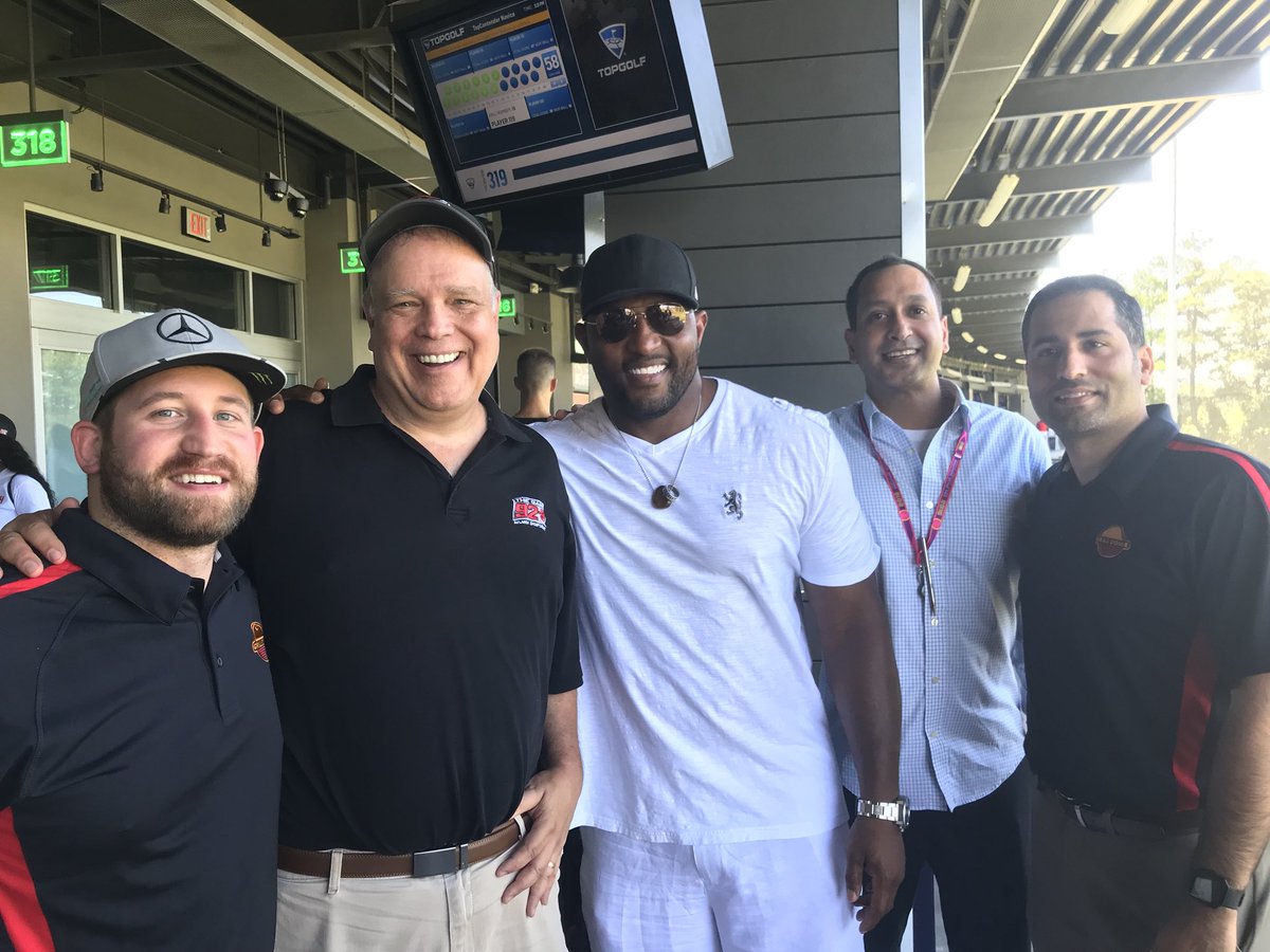JohnFricke's tweet photo. Great @929TheGame @Topgolf w #NFL great Ray Lewis and @grilldome https://t.co/PgETLU1NYv