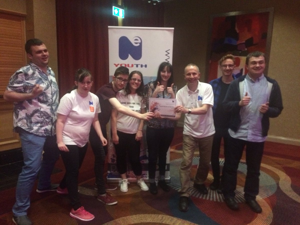 Lindsay_NEYouth's tweet photo. Blaydon Inclusive Group With their Youth Worker Andy who was nominated for Youth Worker of the Year! #NEYouth #PWP18 @NEYouth_ https://t.co/LVEbHKZB6H