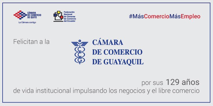 PatoAlarcon2023's tweet photo. Nuestra felicitación a @lacamaragye por sus 129 años de vida institucional y por su permanente apoyo al sector empresarial @parosemena #CCG129 #MásComercioMásEmpleo https://t.co/WPOVzhnGvU