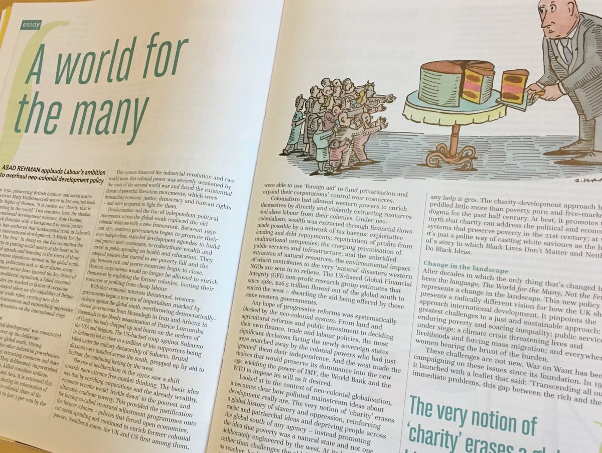 DanCardenMP's tweet photo. “A commitment to social justice that promises to take international development away from the charitable model and towards one that could transform the rules of a rigged global system.”
Excellent essay in the latest @RedPeppermag, on Labour’s bold vision for a #WorldForTheMany🌍 https://t.co/pfjCmHbQjF