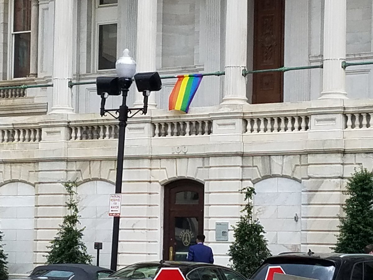 Say what you want about Baltimore. Not every city hall is flying the rainbow flag this month. Glad mine is.