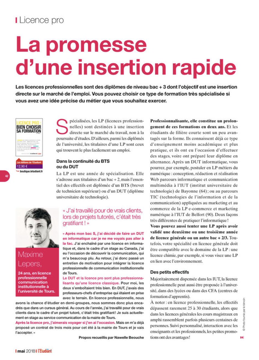 draymo2's tweet photo. LES LICENCES PRO connaissent un boom impressionnant : chaque année, des formations ouvrent avec l'émergence de nouveaux métiers, les intitulés comme les enseignements évoluent. Le plus souvent dans la continuité du BTS ou du DUT, elle visent une insertion rapide #BacPlus3 https://t.co/1JMN0rCADR