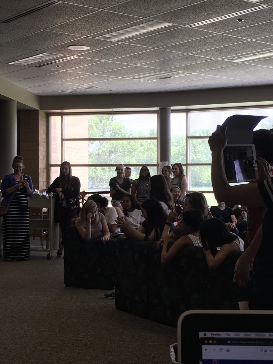 FRMSMediaCenter's tweet photo. What a way to end the year! 8th grade English dance-off in the library! @NewsAtTheRidge https://t.co/XHGHw3Jsf1