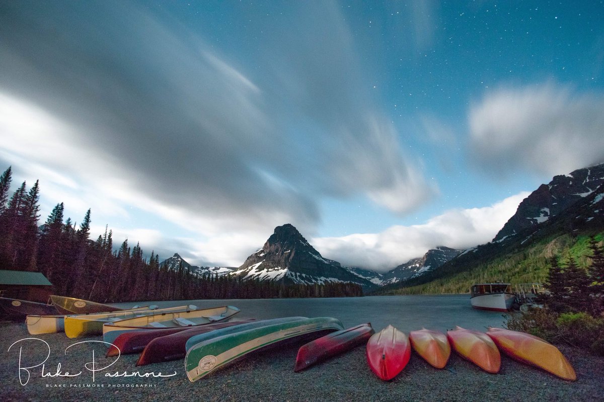 visitglacier's tweet photo. Nightscapes in Glacier - Two Medicine Lake under a full moon. https://t.co/euElmary6T