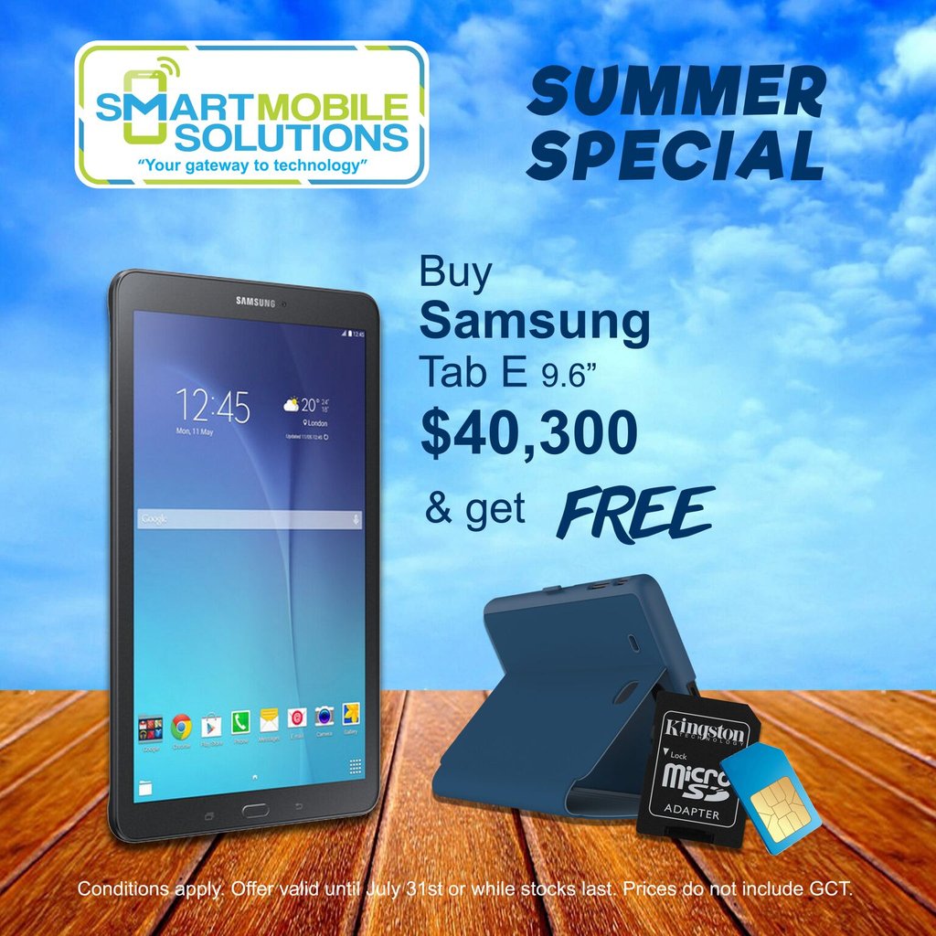 sms_storeja's tweet image. It's halftime! More into tablets? With a purchase of the Samsung Tab E, you will get a free case and MicroSD Card

Interested in this deal? #GoForTheGoal and contact us for more info! 

#GetReadyGetSetGo #ReadyForTheSummer #WorldCup2018⚽ #DealsAndSales #BuyAndGetFree