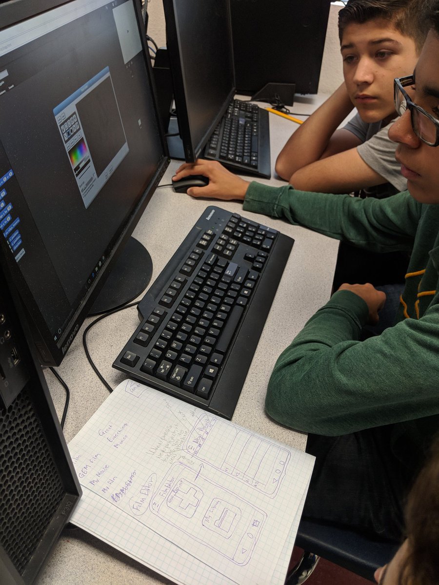 EastlakeSATA's tweet photo. And we are implementing our app ideas on the computer! Tune in on Friday to see them all :) #thisishowwesata #TeamSISD https://t.co/RrVQscCpeJ