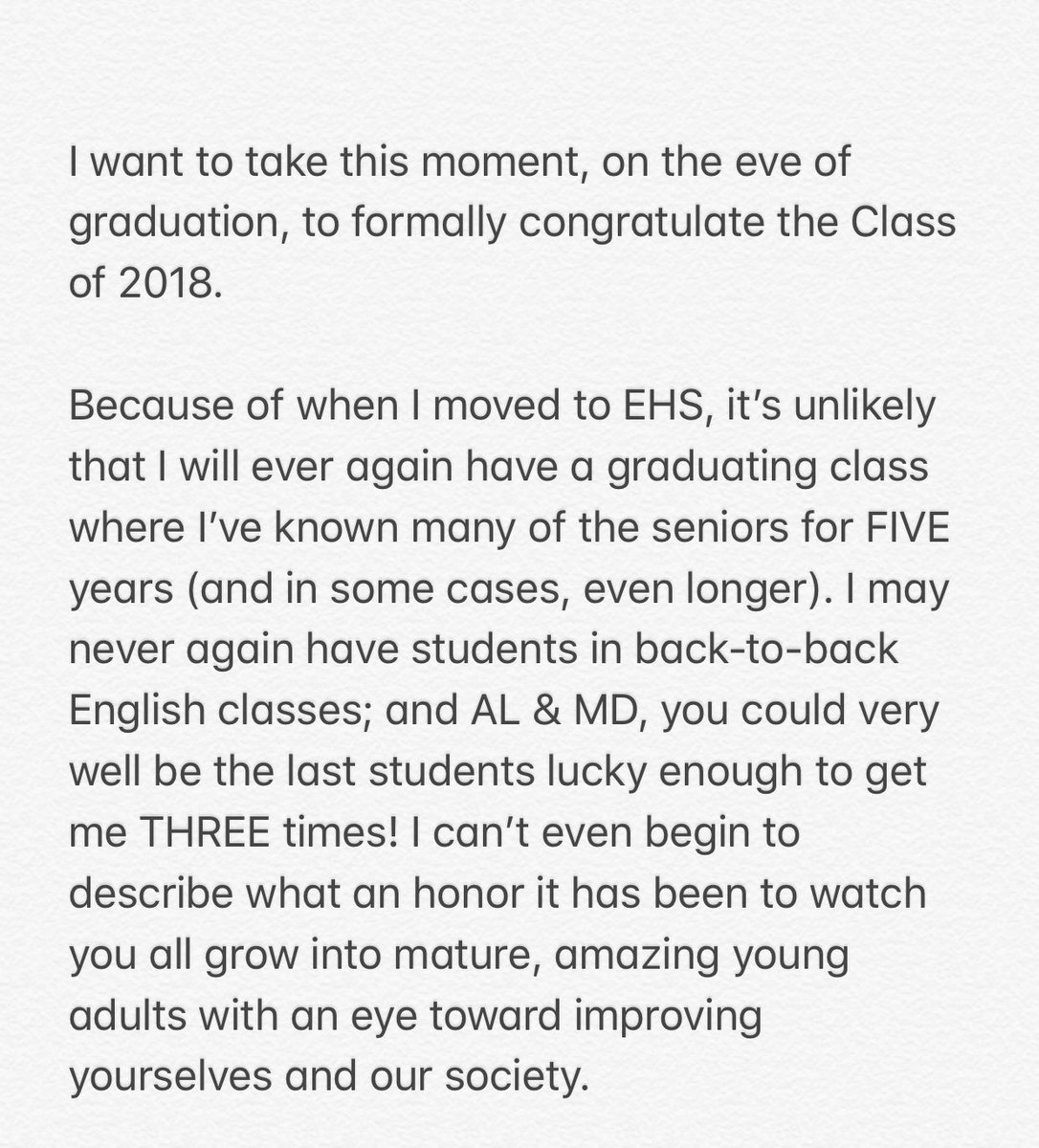 MrOELA's tweet photo. An early congratulations to the Class of 2018! Thank you for everything! 🎓❤️🎉 https://t.co/cInBGLILNs