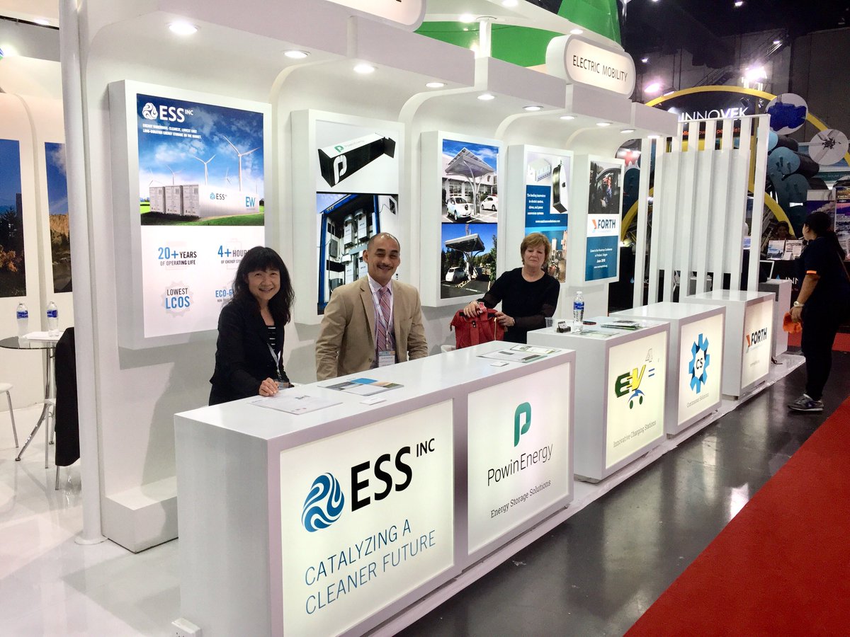 ESS_info's tweet photo. We're having a productive event alongside other major renewable energy players in Asia this week at #ASEANSustainableEnergyWeek! Stop by stand M19 to learn about our long-duration flow battery, the #EnergyWarehouse. https://t.co/Bfa34LQnlk