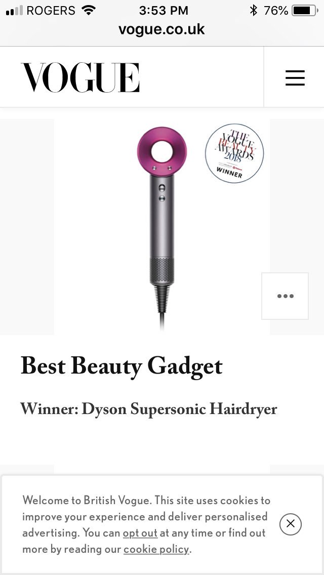 dawnchubai's tweet photo. Yay! @DysonOnTSC #SuperSonic was named best #beautygadget in the 2018 @BritishVogue #beauty awards...get yours from @ShopTSC today at https://t.co/lEXNK7qeos https://t.co/spDWH40Ij8