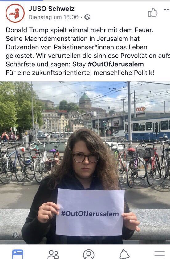 SwissUJS's tweet image. Wie soll das verstanden werden? Wer soll Jerusalem verlassen? Wir fordern die Juso auf klarzustellen was damit gemeint ist!
Wir bedauern die einseitige Parteinahme der Jungpartei der SP Schweiz. 
@SIGFSCI @JusoSchweiz @CICADch @spschweiz