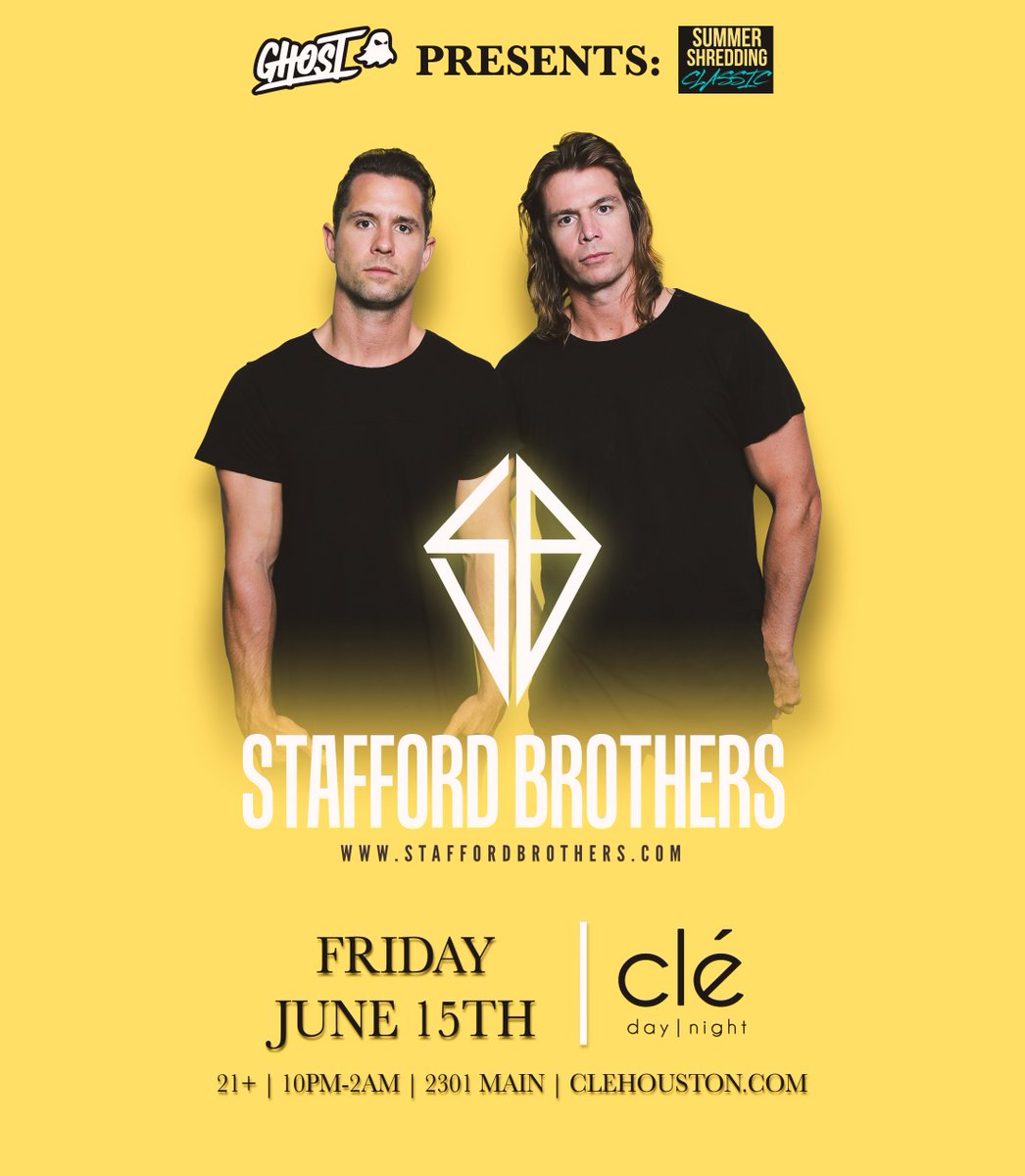 StaffordBros's tweet image. YESSSSS WE'RE BACK FOR A MASSIVE NIGHT AT @CleHouston WITH THE LEGENDS @Guzmanfitness @GhostLifestyle #SummerShredding
GET YOUR TICKETS HERE&amp;gt;&amp;gt;&amp;gt; 
staffordbroscle.eventbrite.com
IT'S GOING TO BE A BIG ONE