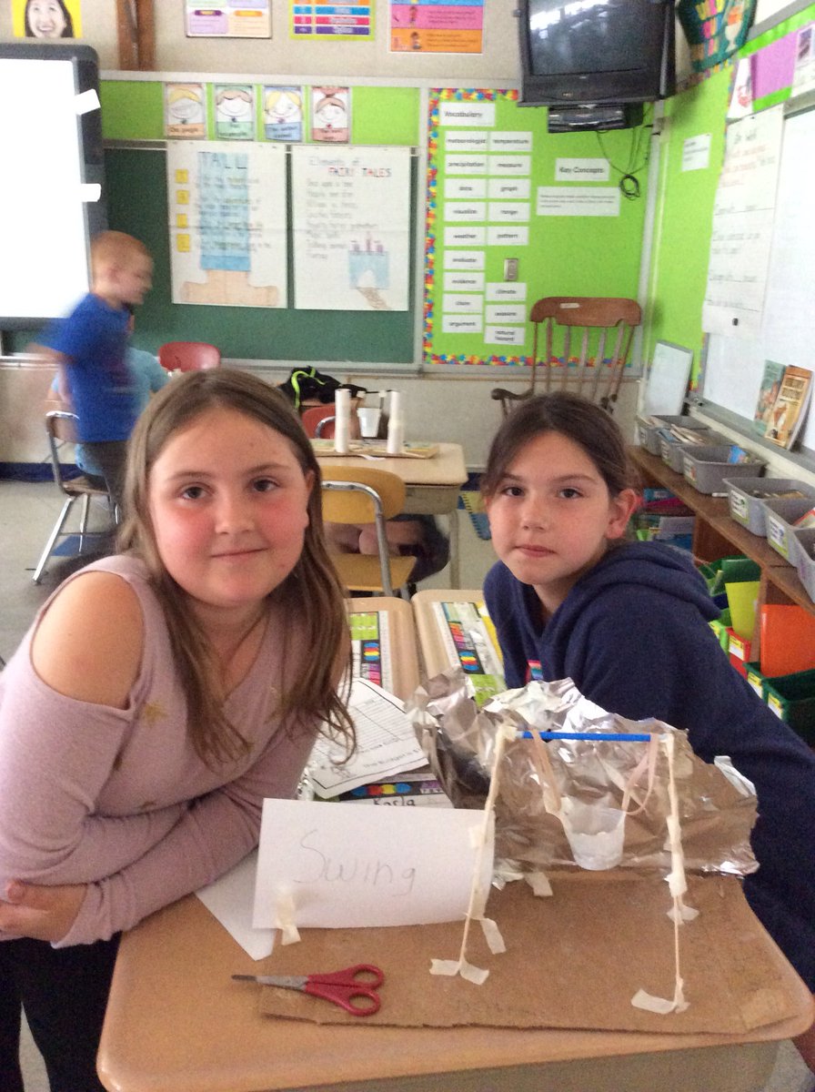 lrabenhorst12's tweet photo. Class Challenge building a swing set 15 cm tall and has a swing that can hold fifteen pennies. https://t.co/5dTAc0F8PU
