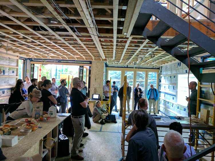 foursevenfive's tweet photo. Great turnout at the Cambridge Passive House tour this afternoon! @luederHerms presenting on @proclima airtight systems with an INTELLO backdrop #passivehouse https://t.co/zSd34w8UDq