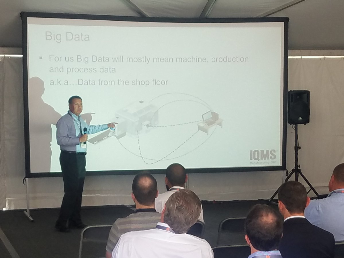 DELMIAWorks's tweet photo. At #MAPLAN, #IQMS Product Manager Steve Monroe presented how gathering  actionable #data from the shop floor and MAPLAN production machines can be used to improve #production #efficiency.  #MES. https://t.co/1qNkRAofax