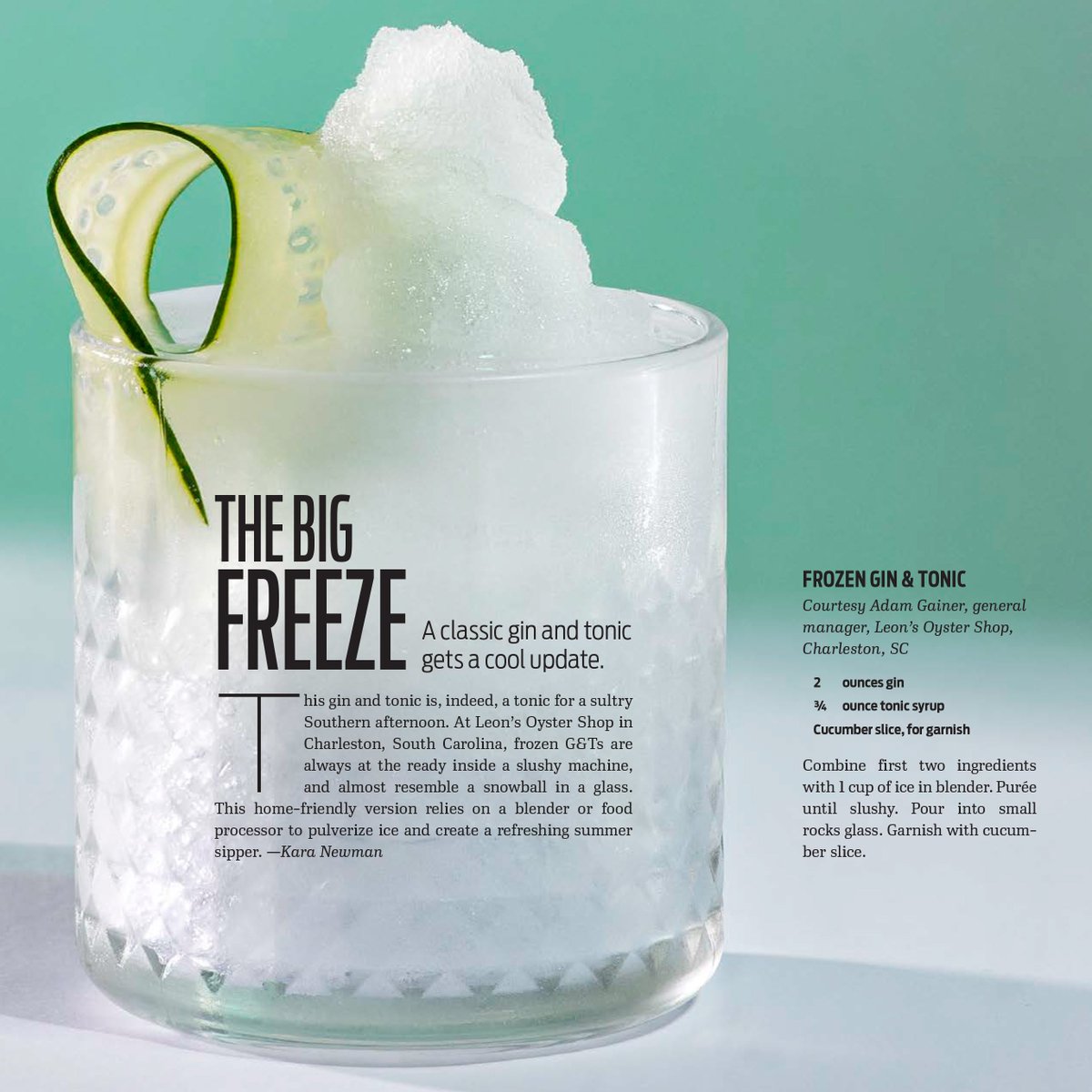 LeonsOysterShop's tweet image. Want to make our Frozen G&amp;amp;T at home? Now you can -- the cat it out of the bag, thanks to @WineEnthusiast's great feature in which we share our recipe (link to full story on Instagram bio, unless you'd rather zoom and squint).
#leonsoystershop #frozenginandtonic #homebartending