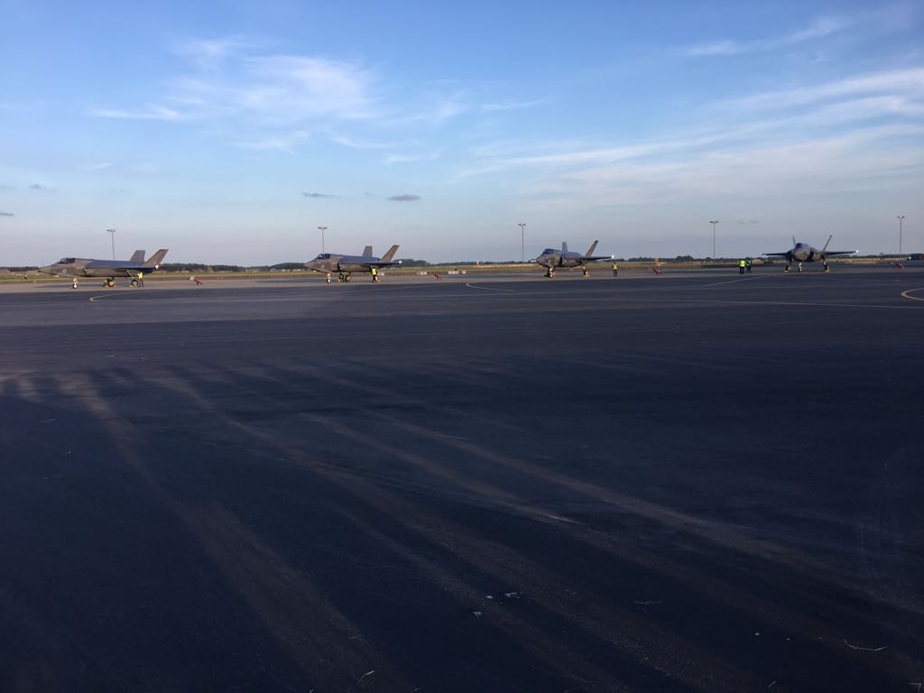 ChiefofAirStaff's tweet photo. Historic moment - 5th Generation airpower at RAF Marham.  Taking @RoyalAirForce and @RoyalNavy to whole new level of capability. https://t.co/181vBYJNwF