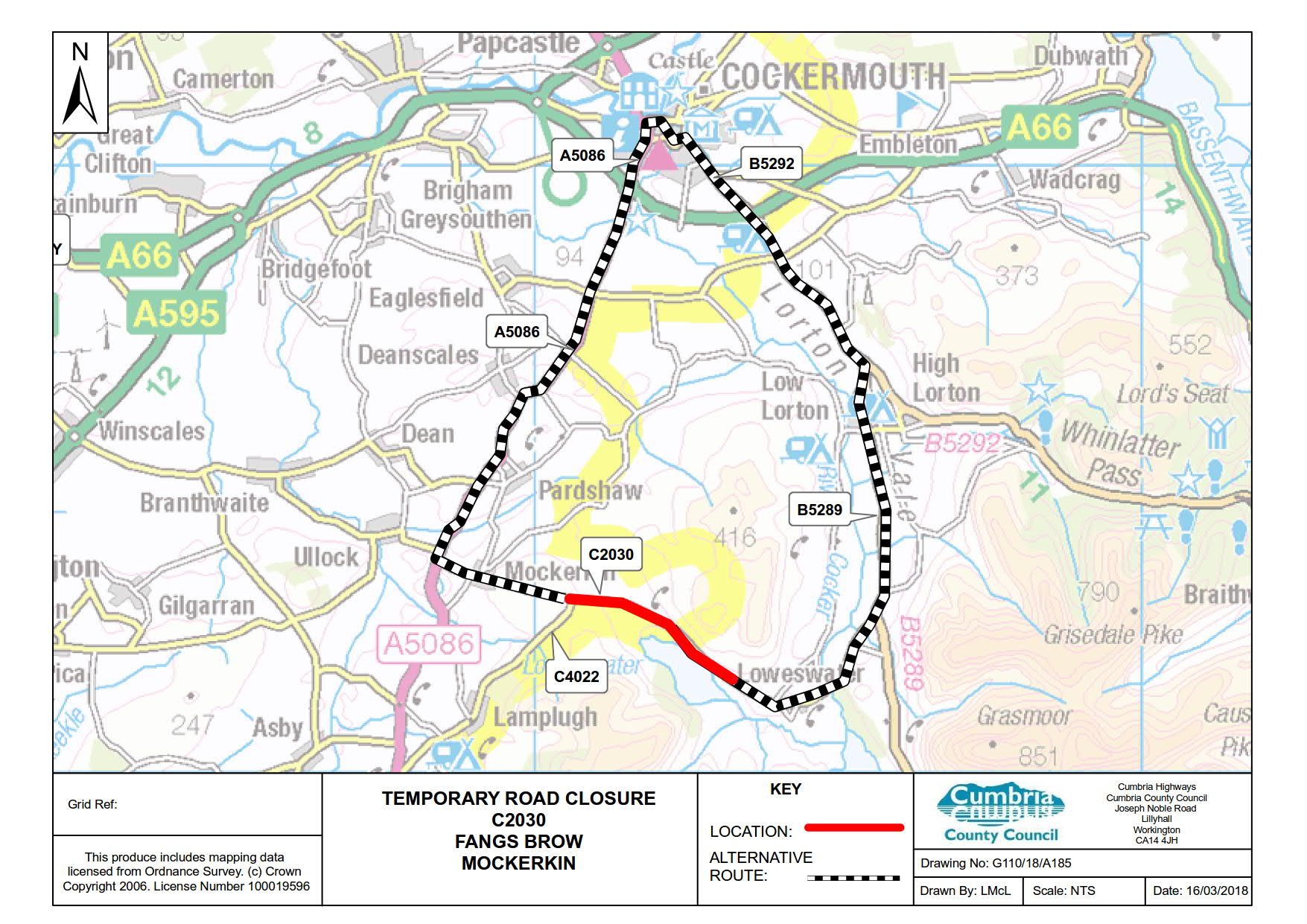 CumbriaHighways on Twitter "Temporary road closure Fangs Brow