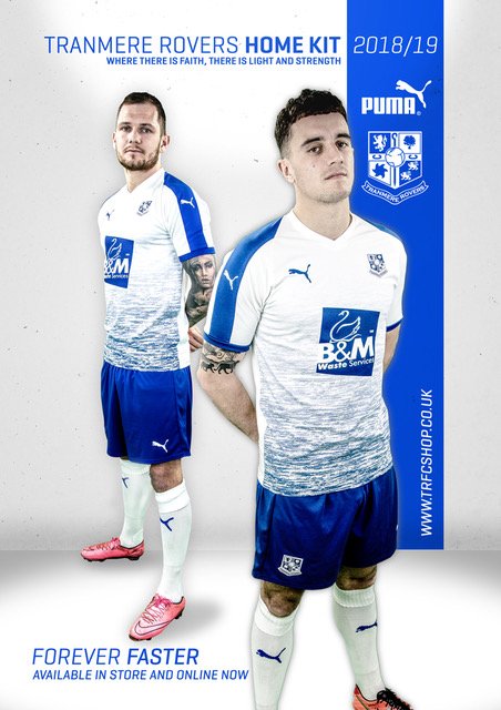 TranmereRovers's tweet photo. 2018-19 HOME KIT | The new @pumafootball #TRFC home kit will look great in @SkyBetLeagueTwo! Have you got yours yet? Buy from @trfcstore or online 24/7 at https://t.co/WukLgJEF4B 🛒 https://t.co/eNdI4ltopx