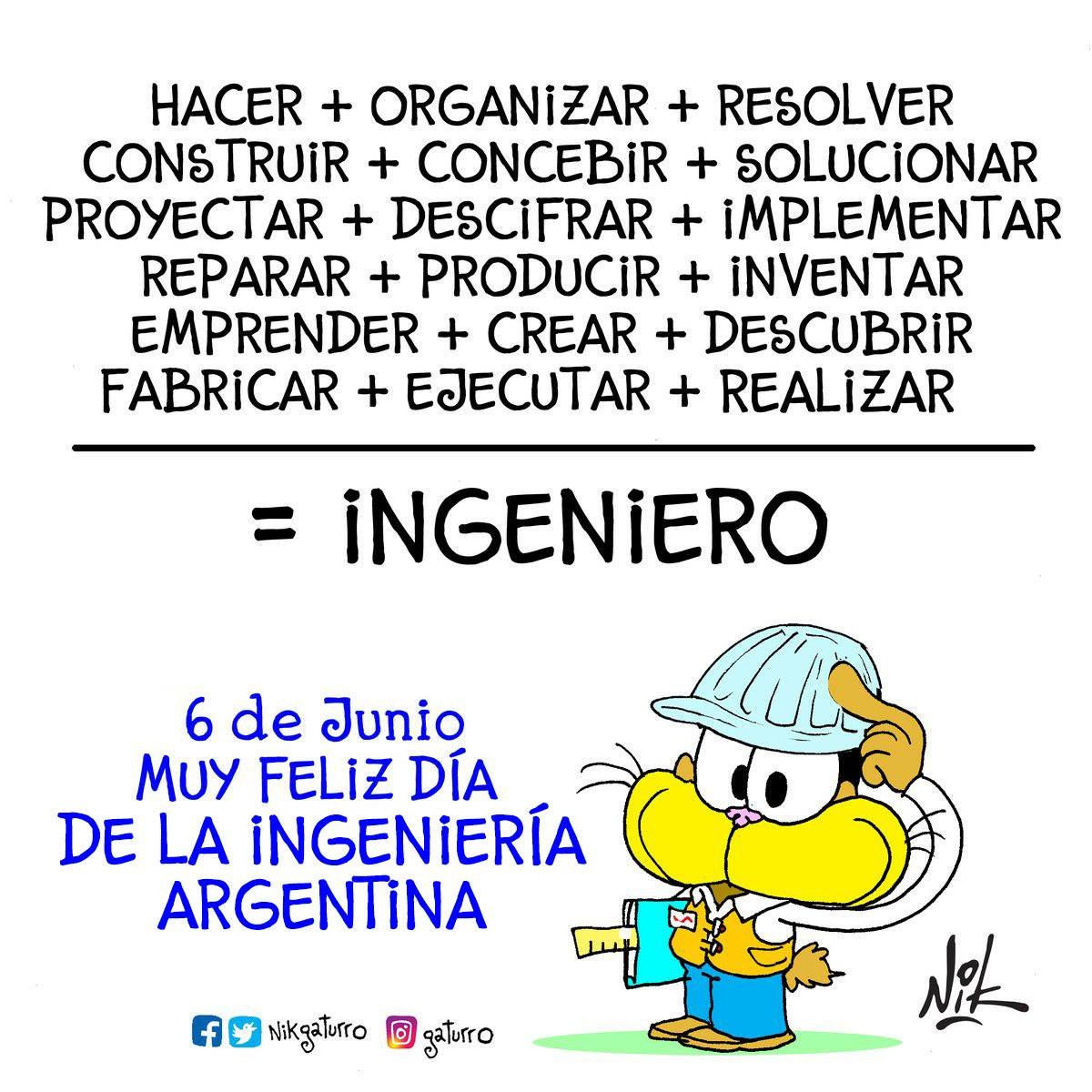 nestorbalich's tweet photo. Para las colegas ingenieras &amp; ingenieros, sobre todo ingenios@s, que les gusta mas el hacer que el decir!
#Felizdíadelingeniero @UAInow @CaetiUai @IdearArg @SUDARIN @SUDARIN @Medevincenzi https://t.co/Os0JI1sJDW