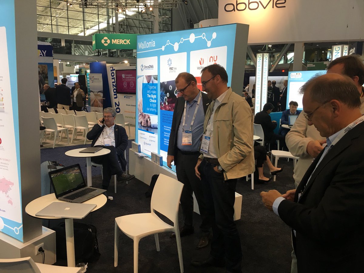 Plenty of activity on the Belgian booth again after a smashing Belgian Cafe at #BIO2018. And some football (Bel/Egypt). Mixing business with pleasure. <a href="/flandersbio/">flanders.bio</a> <a href="/BioWin_asbl/">BioWin</a> <a href="/NautaDutilh/">NautaDutilh</a>