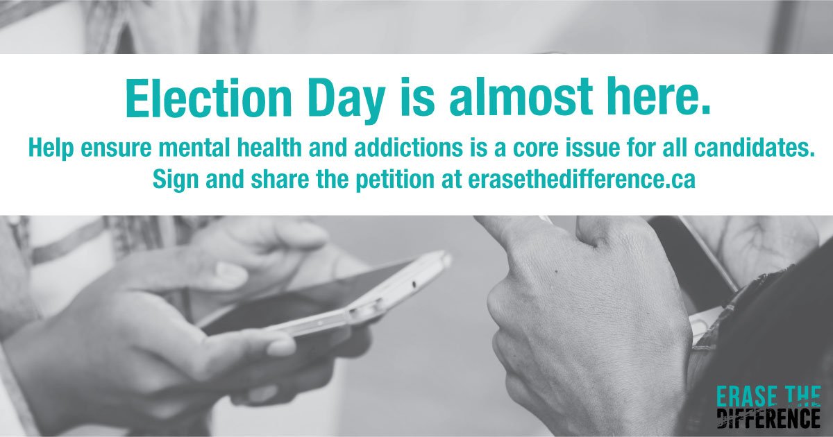 CMHADurham's tweet photo. Tomorrow is #onpoli Election Day! Time is running out to keep candidates accountable to improving #mentalhealth and addictions care. Have you signed and shared our petition yet? https://t.co/4aaQIgMjU8 #erasethedifference #onelxn #onpoli https://t.co/Iz7GZc06Od