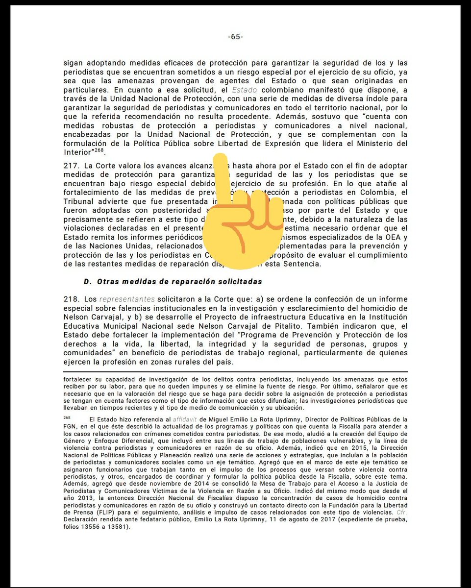 FECOLPER's tweet photo. .@CorteIDH condena a #Colombia por asesinato periodista Nelson Carvajal. 📲https://t.co/mg43C9TSFf  @MinInterior @riveraguillermo por ejemplo remitan a la honorable Corte el informe de la suspendida y frustrada política pública de libertad de expresión. @JuanManSantos @corpehuila https://t.co/4WAFzm1CTb