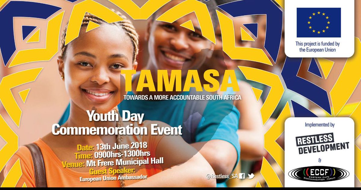 MARK THE DATE (13-06-2018)
Follow us <a href="/Restless_SA/">Restless_SA</a> and join us on the day
#TAMASA #EU_SAyouth #ECCF