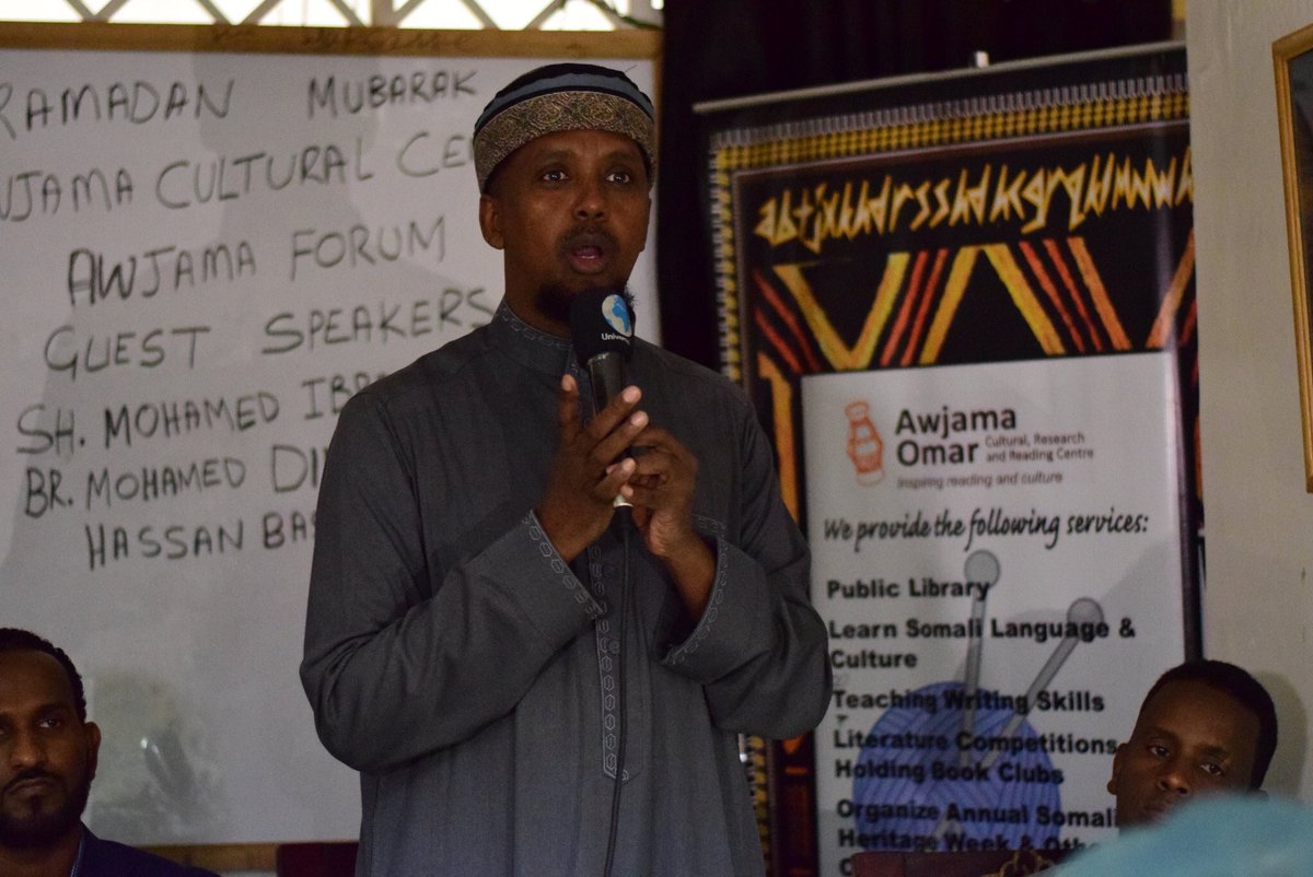 Br_Diini's tweet photo. Talk at @AwjamaOrg cultural center in Nairobi yesterday on identity and belonging along with Sh. Mohamed Kenyawi of Azhar University and Br. Hassan Sunni from Seattle, Washington. #Islaamnimo #Soomaalinimo #Baniiโaadanimo. https://t.co/RcRYi6aWog