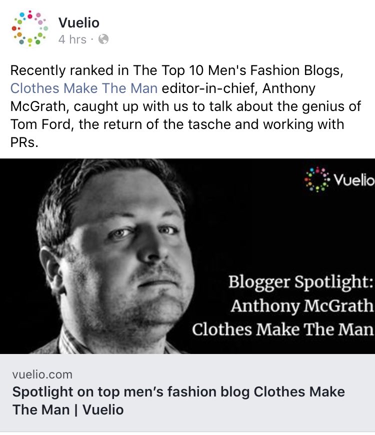 ClothesMakeMan's tweet photo. Wow thank you @vuelio voted in your Top5 !!!!!! UK Menโs Style Blogs #clothesmaketheman #cmtm #vuelio #TopUKMensBlogs #top10 #top10UKMensFashionblogs https://t.co/G3wBY2obAt