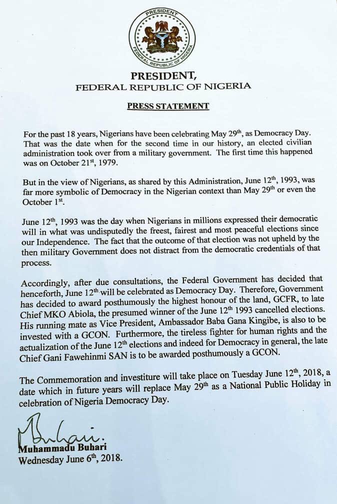 NuhuRibadu's tweet photo. Beyond celebration of democracy, this is a celebration of struggle and sacrifice for the collective good. Thank you, President @MBuhari https://t.co/RSTtkbRn9b