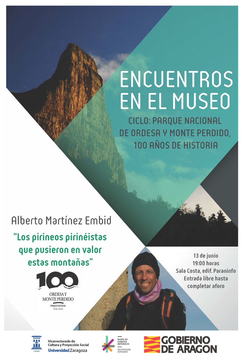 nachopardinilla's tweet photo. Impresionante el cartel del CICLO: "PARQUE NACIONAL DE ORDESA Y MONTE PERDIDO. 100 AÑOS DE HISTORIA". En el Museo de Ciencias Naturales de Zaragoza. No os lo podéis perder. @museonat https://t.co/ERp2EDk7eO