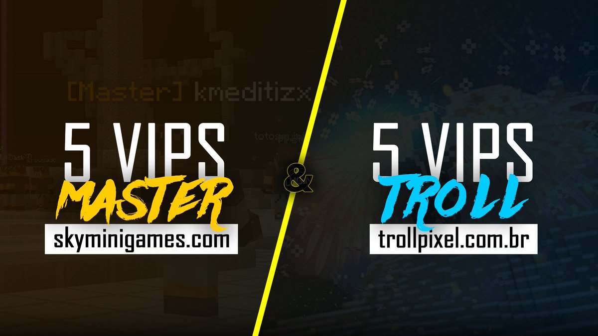 LuginBr's tweet image. 🔥 Quer ganhar VIP nos melhores servidores do BRASIL? 

✅ Dê um Retweet aqui pra participar! E siga @LuginBr

⏰ Resultado: Amanhã 18H

Serão 5 vencedores! Os sortudos vão receber:

VIP Master (Eterno) - skyminigames.com 🏹
VIP Troll (Eterno) - trollpixel.com.br ⚔