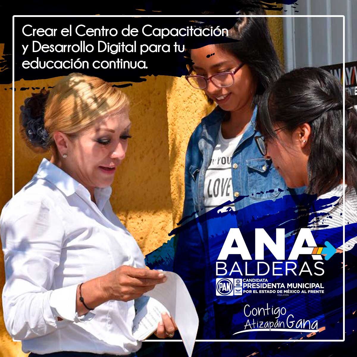 AnaBalderasMx's tweet photo. Para todos los jóvenes atizapenses, les propongo crear el Centro de Capacitación y Desarrollo Digital, en donde cualquier joven podrá aprender a manejar las diferentes tecnologías y mejorar su desarrollo. #ContigoAtizapanGana #Capacitación https://t.co/7jchlxIv81