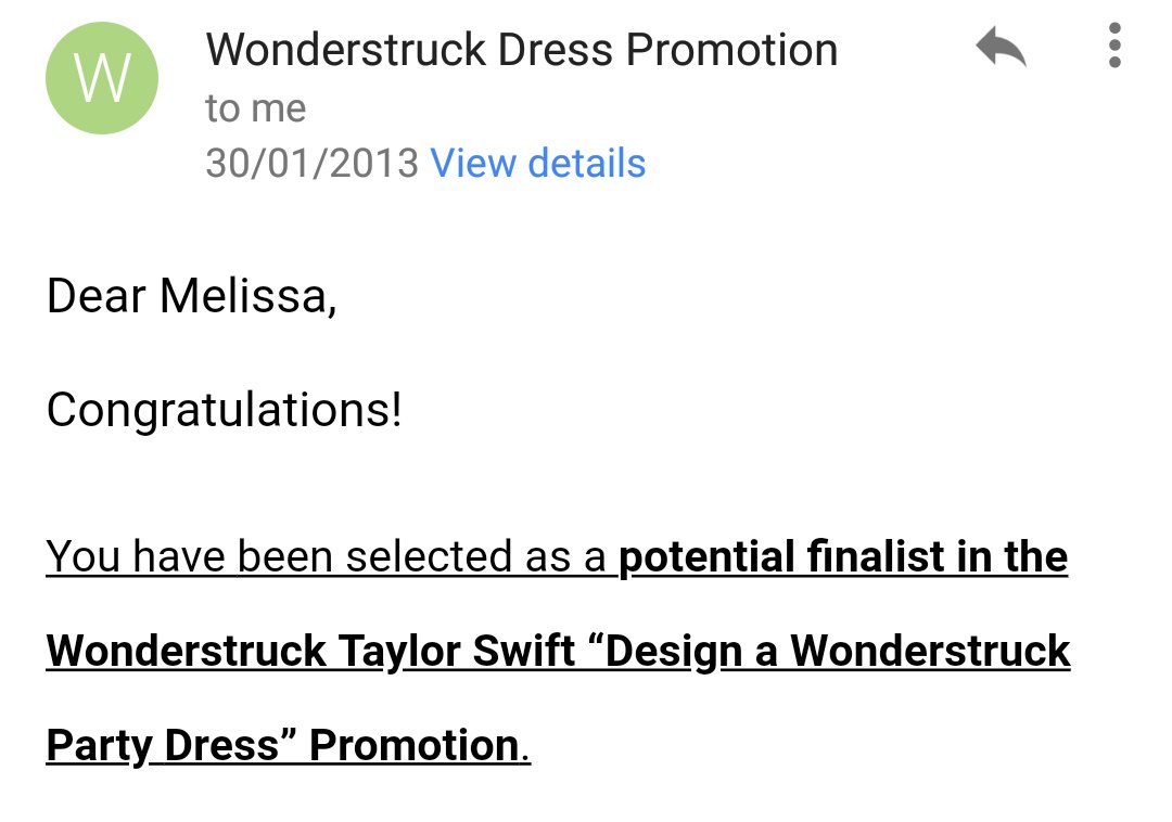 Melissa53_'s tweet photo. Remember in 2013 when I was close to winning the dress @taylorswift13 wore in the Wonderstruck commercial but then I had entered a comp for UK residents so I got disqualified? 🙃😭💔 #HAUNTEDFORLIFE 😂 (also who even won it?!) https://t.co/MJSG582wUG