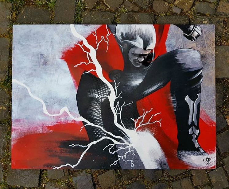 schulz_malt's tweet photo. Have you seen my new #Thor painting? Background is a collage of various covers from the "Journey into Mystery"-series. #themightythor #ragnarok #acrylicpainting #marvel #journeyintomystery #art #painting #schulzmalt https://t.co/rQuzrWlSHq