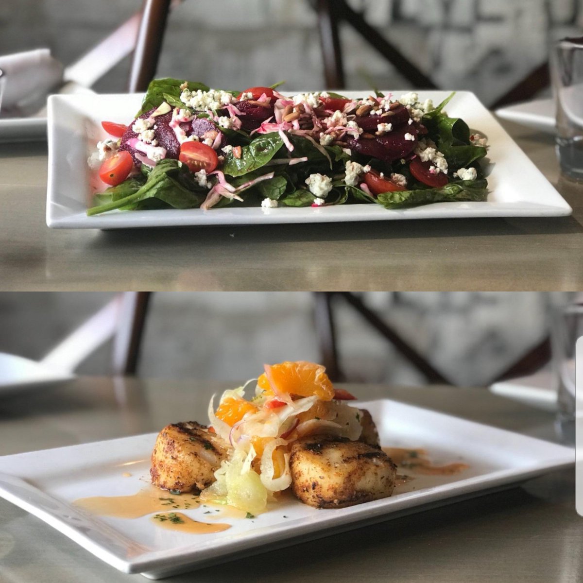 sharekbr's tweet photo. We freshened our menu up for Summer! Come try some of our new items.. the Watermelon Wedge Salad, Spinach & Beet Salad, cajun seared Sea Scallops and Yellow Fin Tuna! #sharekbr #menurefresh #comeSharewithus https://t.co/NTJZDccJaA