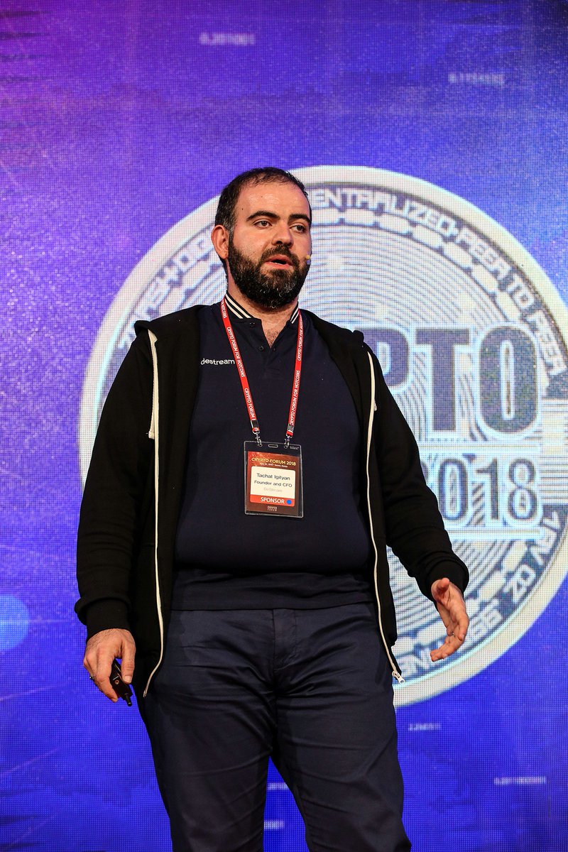 DConferenceIO's tweet photo. Tachat Igityan, the Founder &amp; CFO of Destream, speaking at Crypto Forum for Hotcoins! https://t.co/XLQZbcLDYI